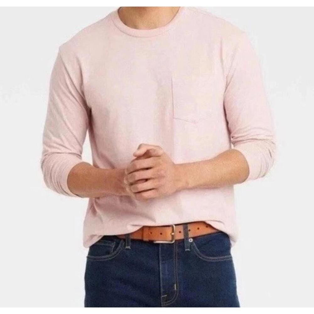 Goodfellow & Co. Men's Light Pink Long Sleeve Pocket T-Shirt, Large